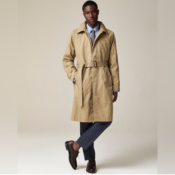 NWT Mens JCrew Ludlow trench coat car coat rain jacket cotton Khaki BS470 39R - Picture 1 of 13